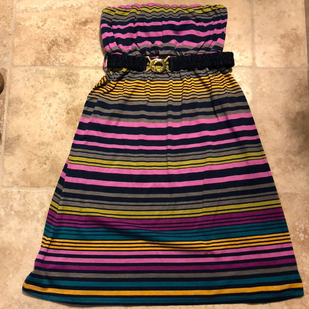 Striped strapless summer dress
